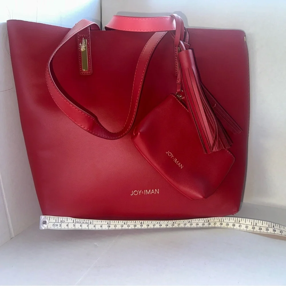 Joy & Iman Leather Purse Tote red Shoulder for women